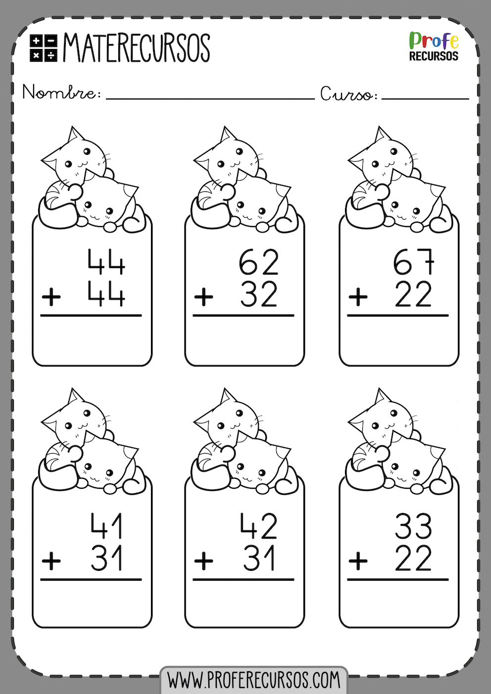 Matematicas Sumas Dos Sumandos Sin Llevadas