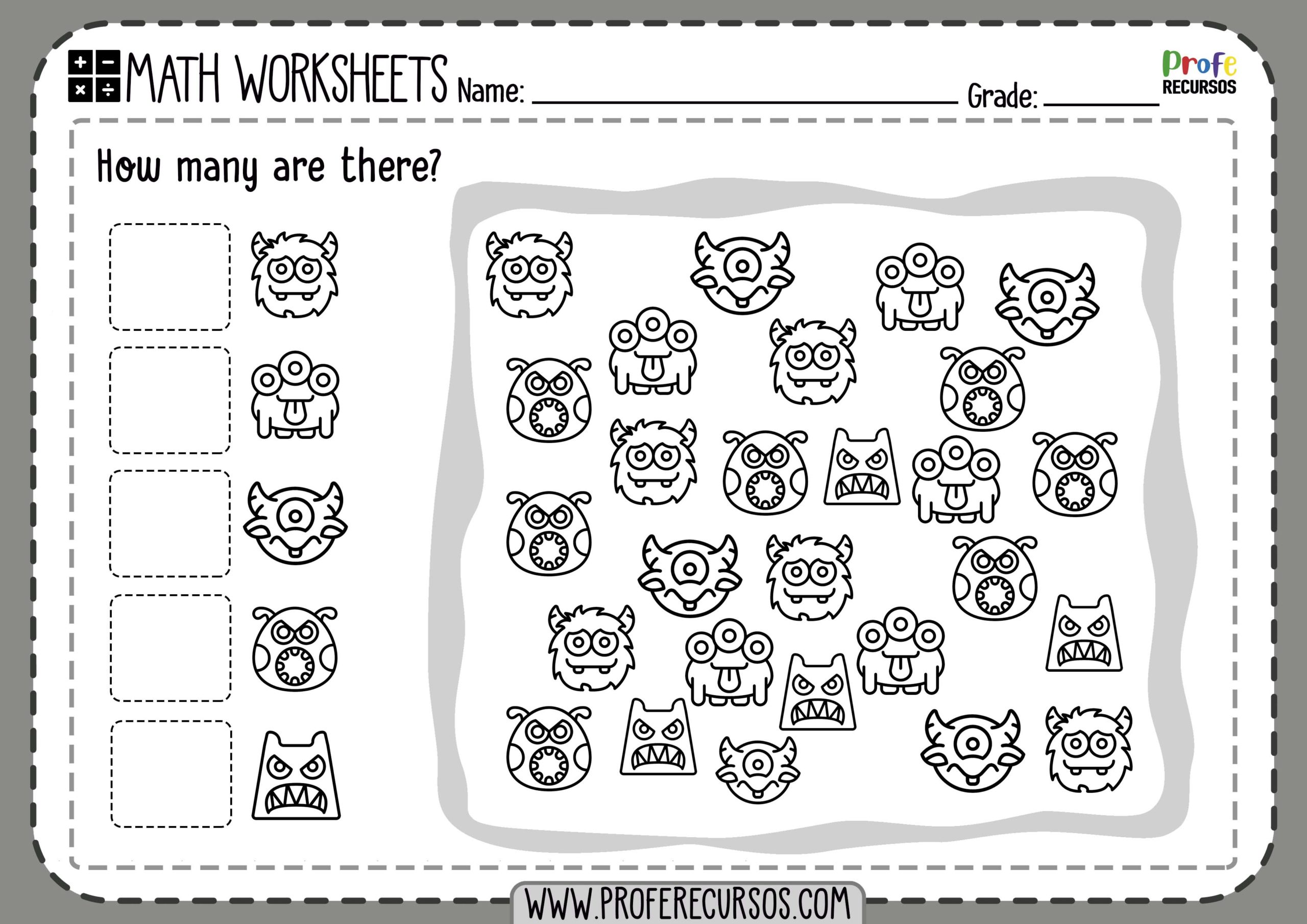 Math Worksheets for Kindergarten Counting