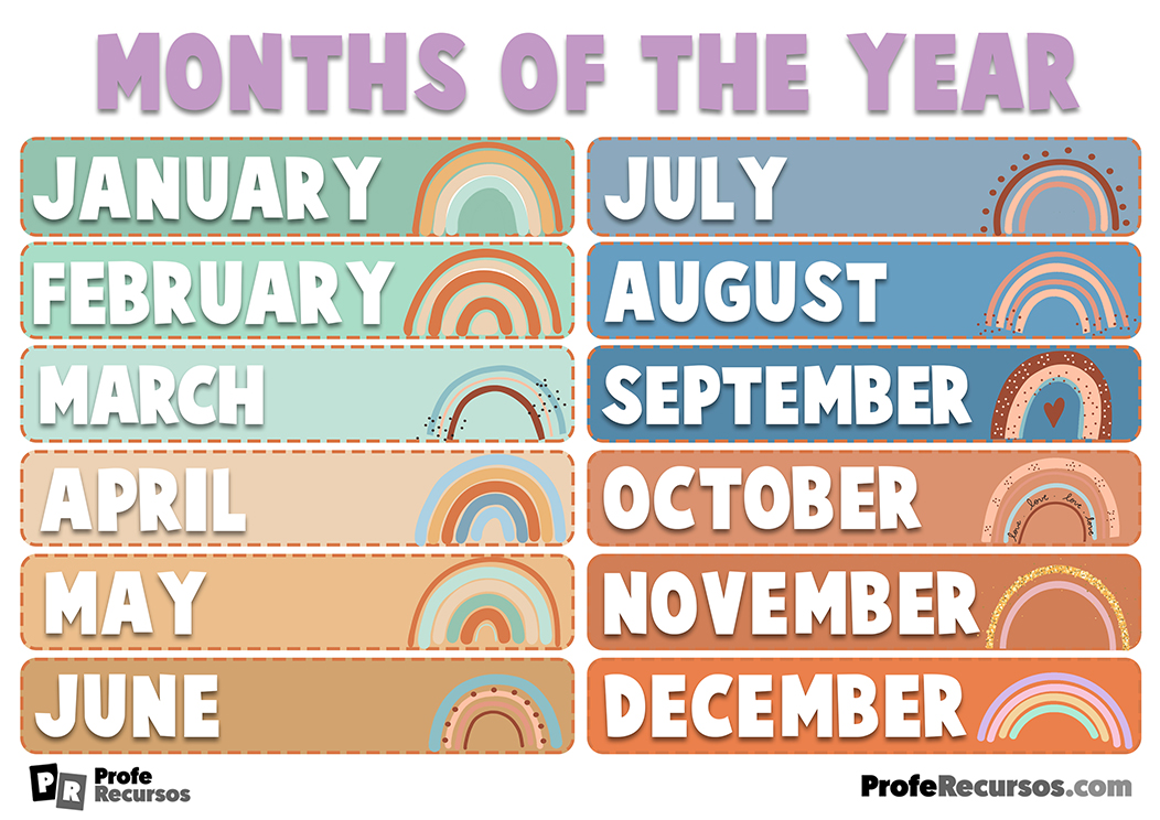 Meses del año en ingles para niños