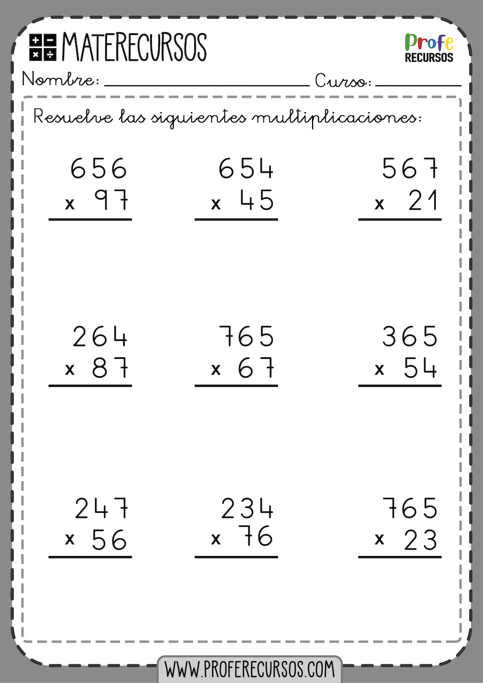 Multiplicaciones para Niños de Primaria