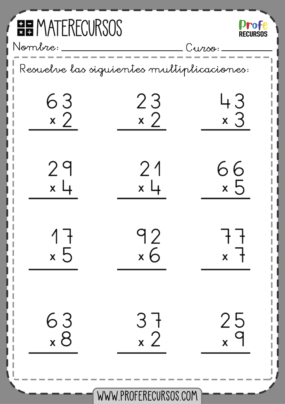 Multiplicaciones para Niños de Primaria