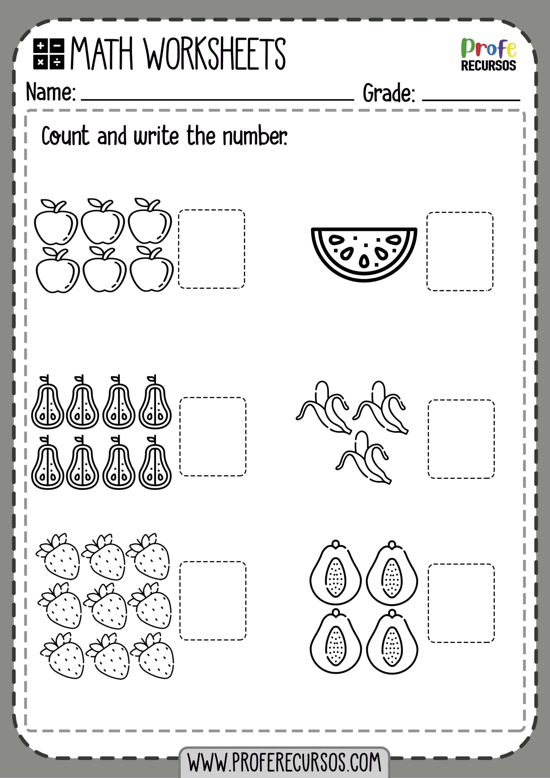 Numbers Worksheets for Kindergarten