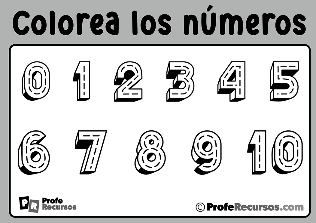 Numeros 1-10 para colorear