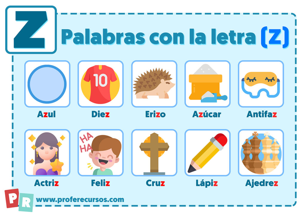 Palabras con Z Que empiezan por la letra Z para Niños