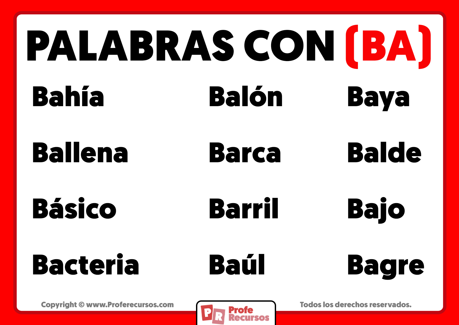 Palabras con ba