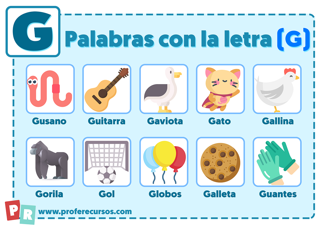 Palabras con g para niños.