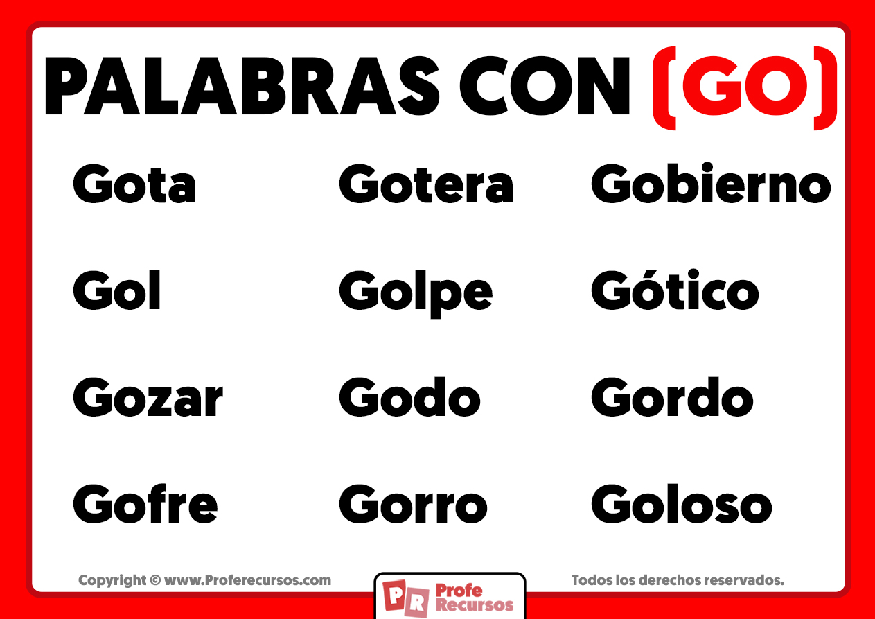 Palabras con go ejemplos palabras con go