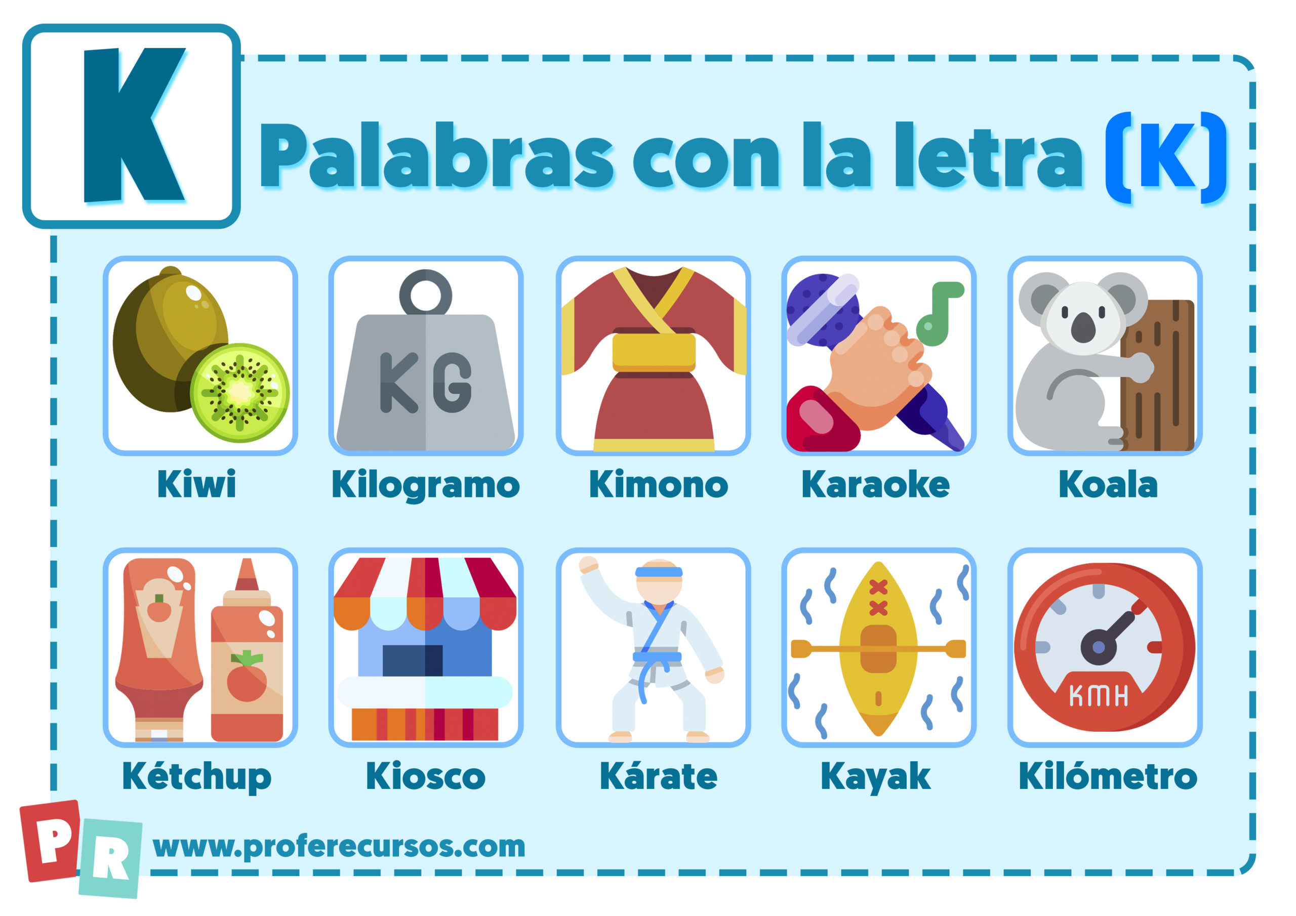 Palabras con k para niños