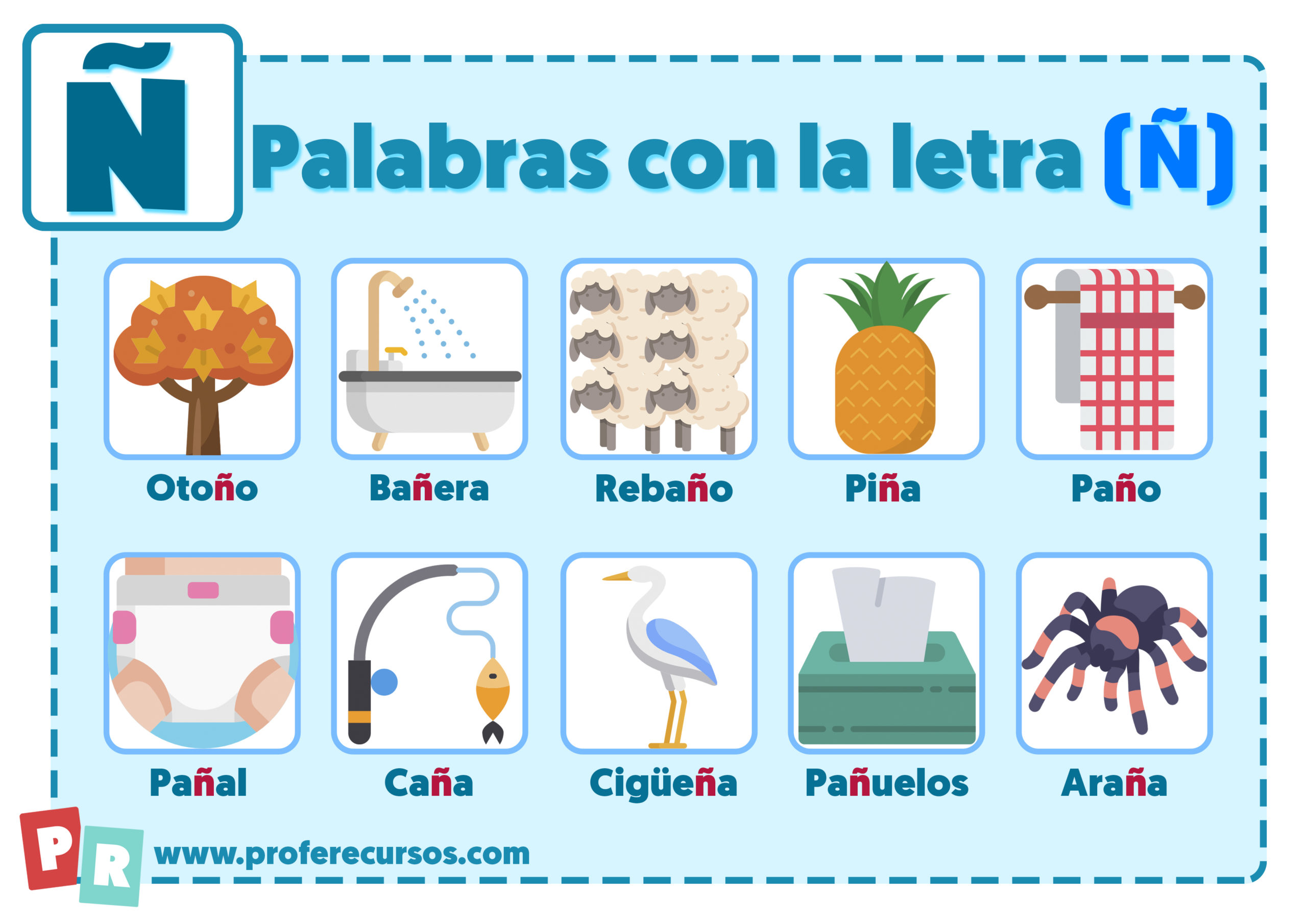 Palabras con Ñ | Que empiezan por la letra Ñ para Niños