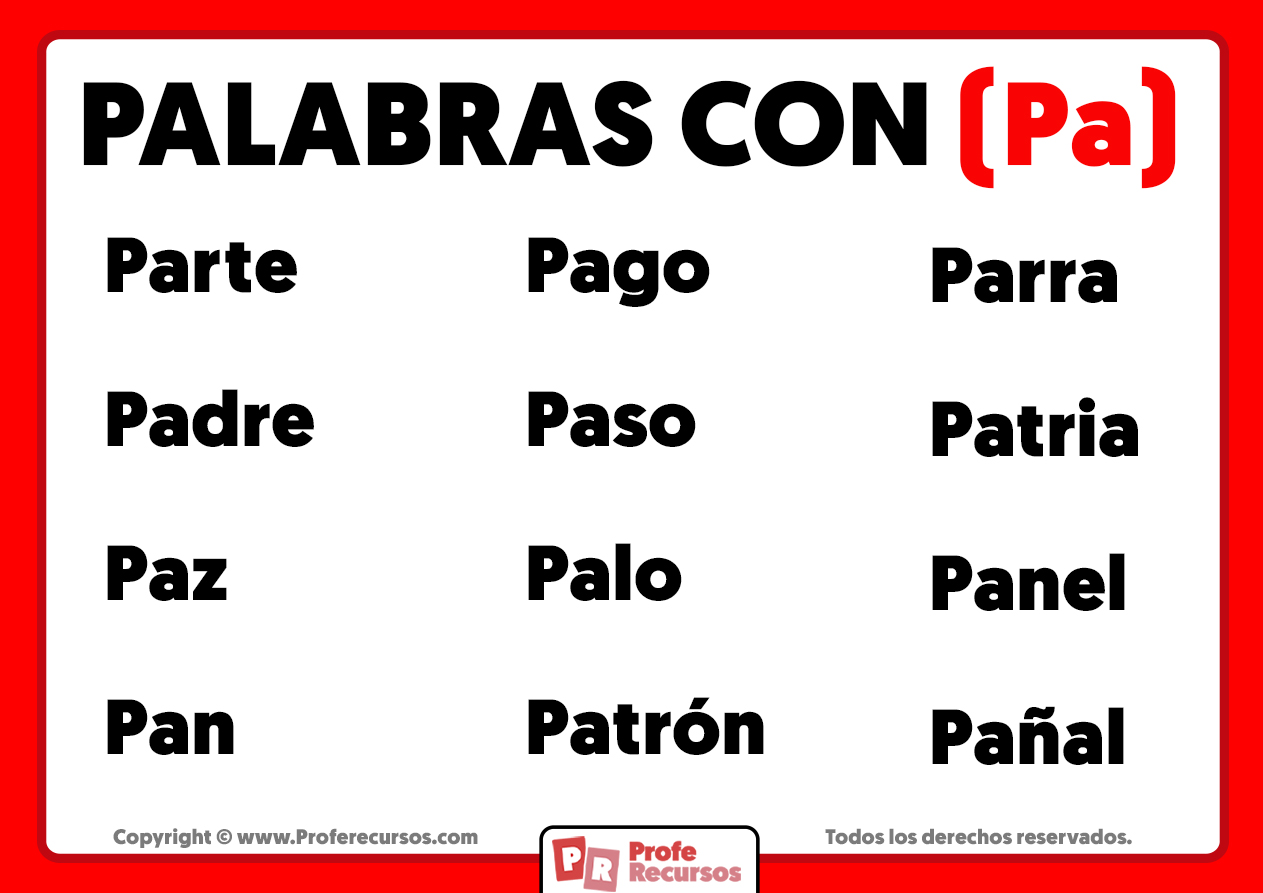 Palabras con pa