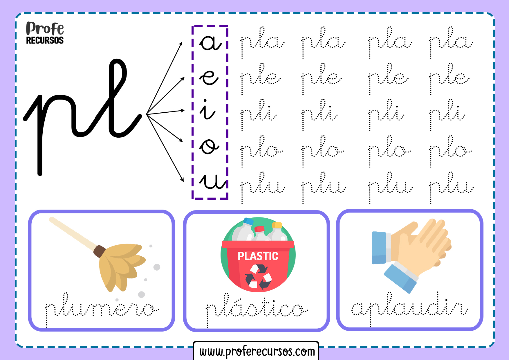 Sílabas Trabadas con (Pl) Pla Ple Pli Plo Plu | Palabras con Pl