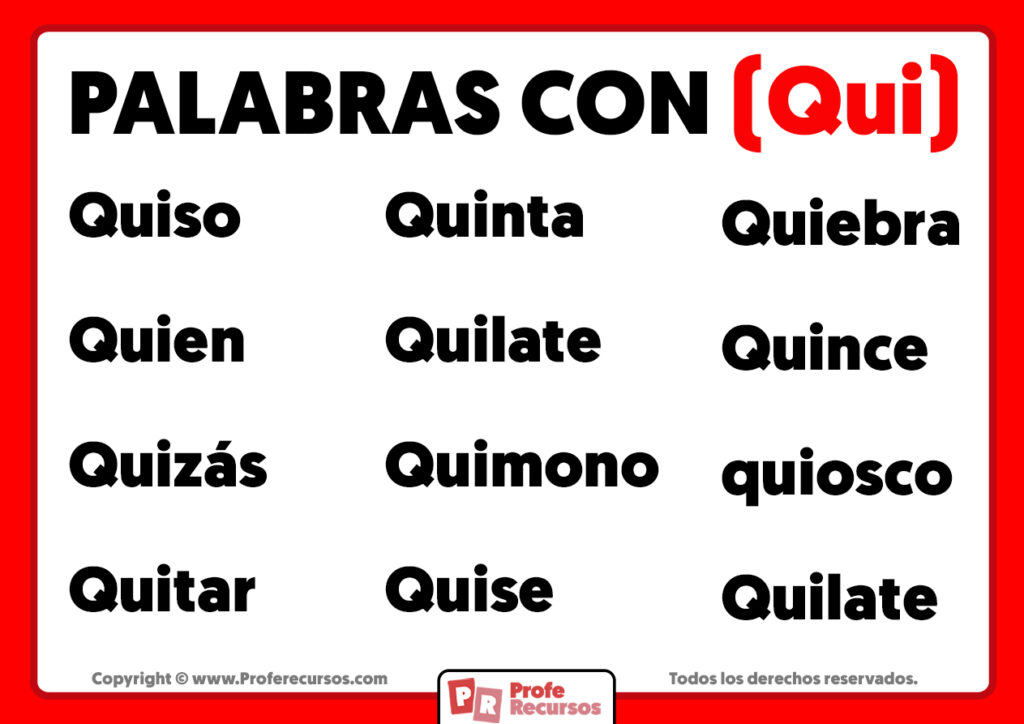 Palabras con Qui Ejemplos de Palabras con Qui