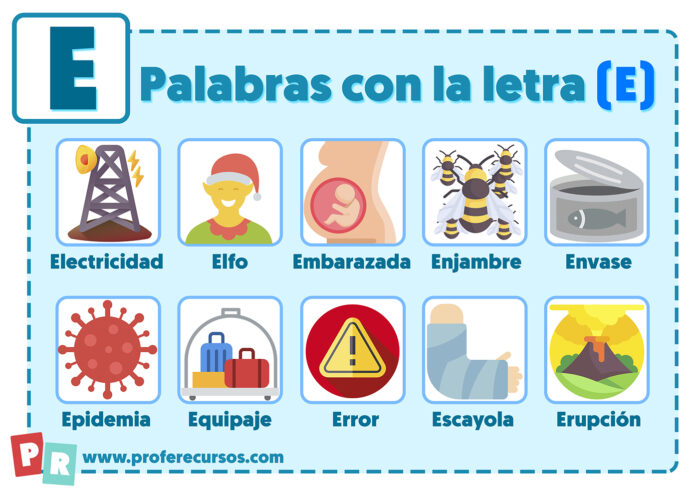 Palabras con E Que empiezan por la letra E para Niños