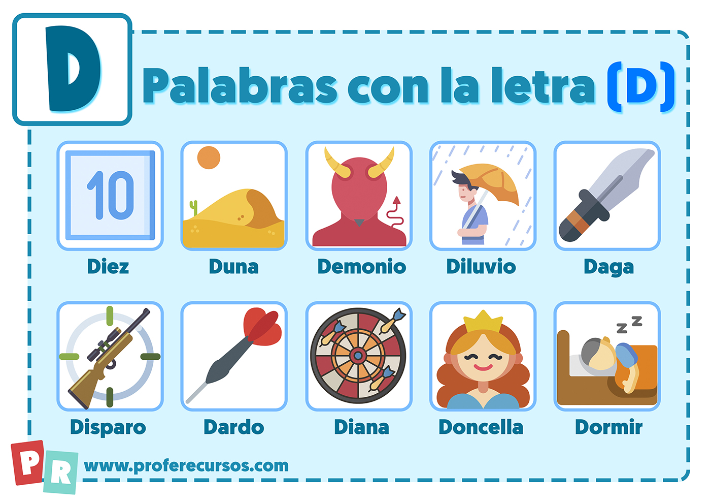 Palabras con la letra d para niños