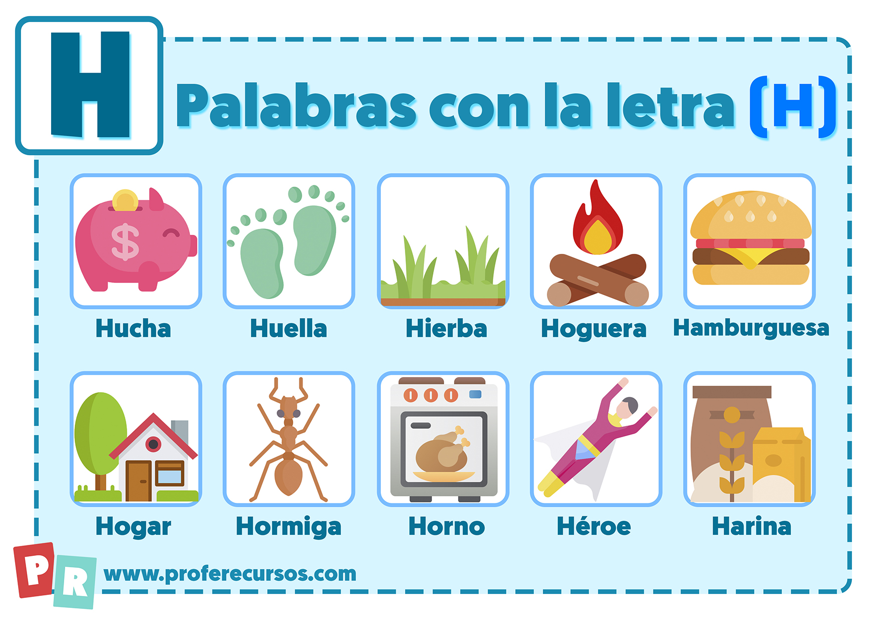 Palabras con la letra h para niños