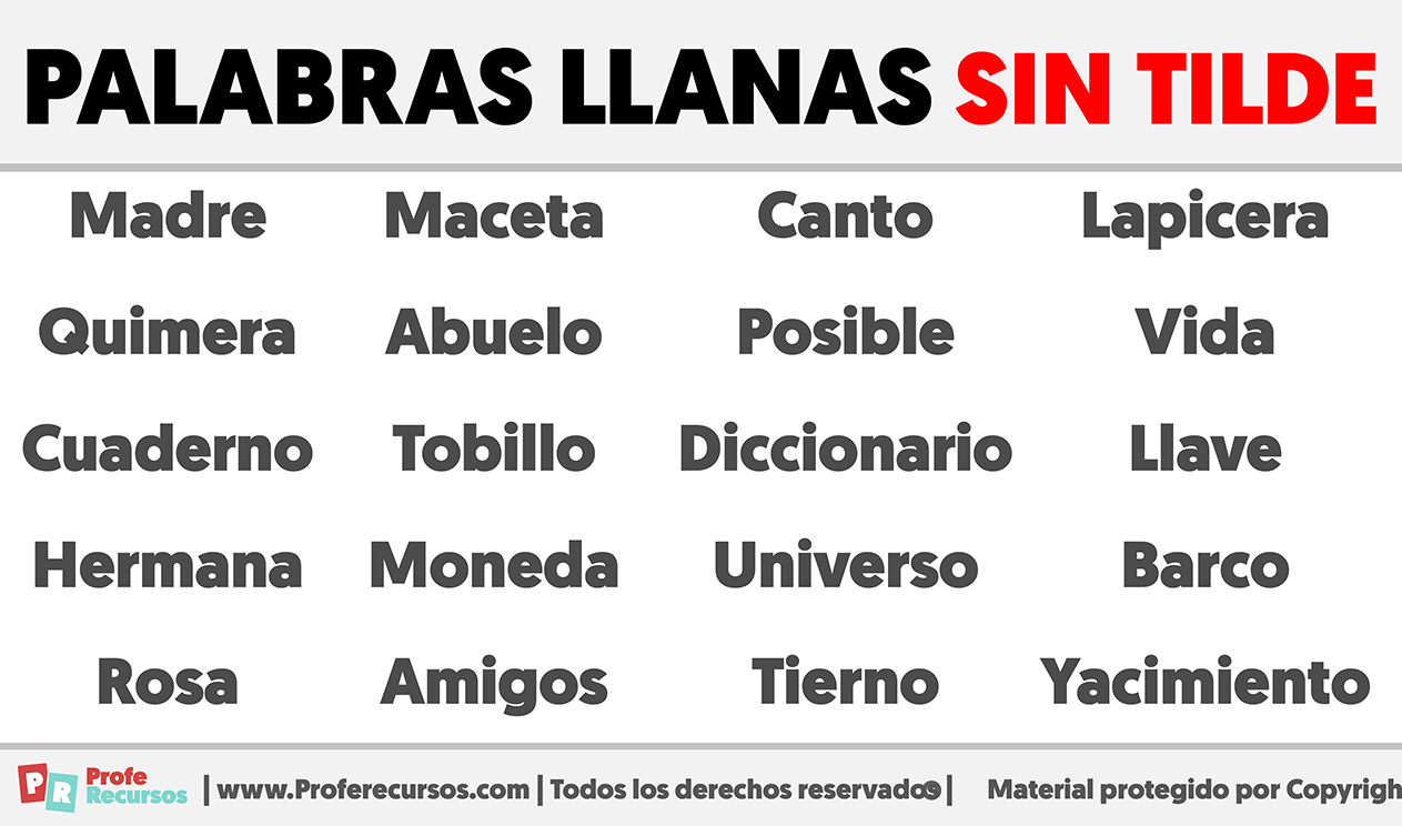 Palabras llanas sin tilde