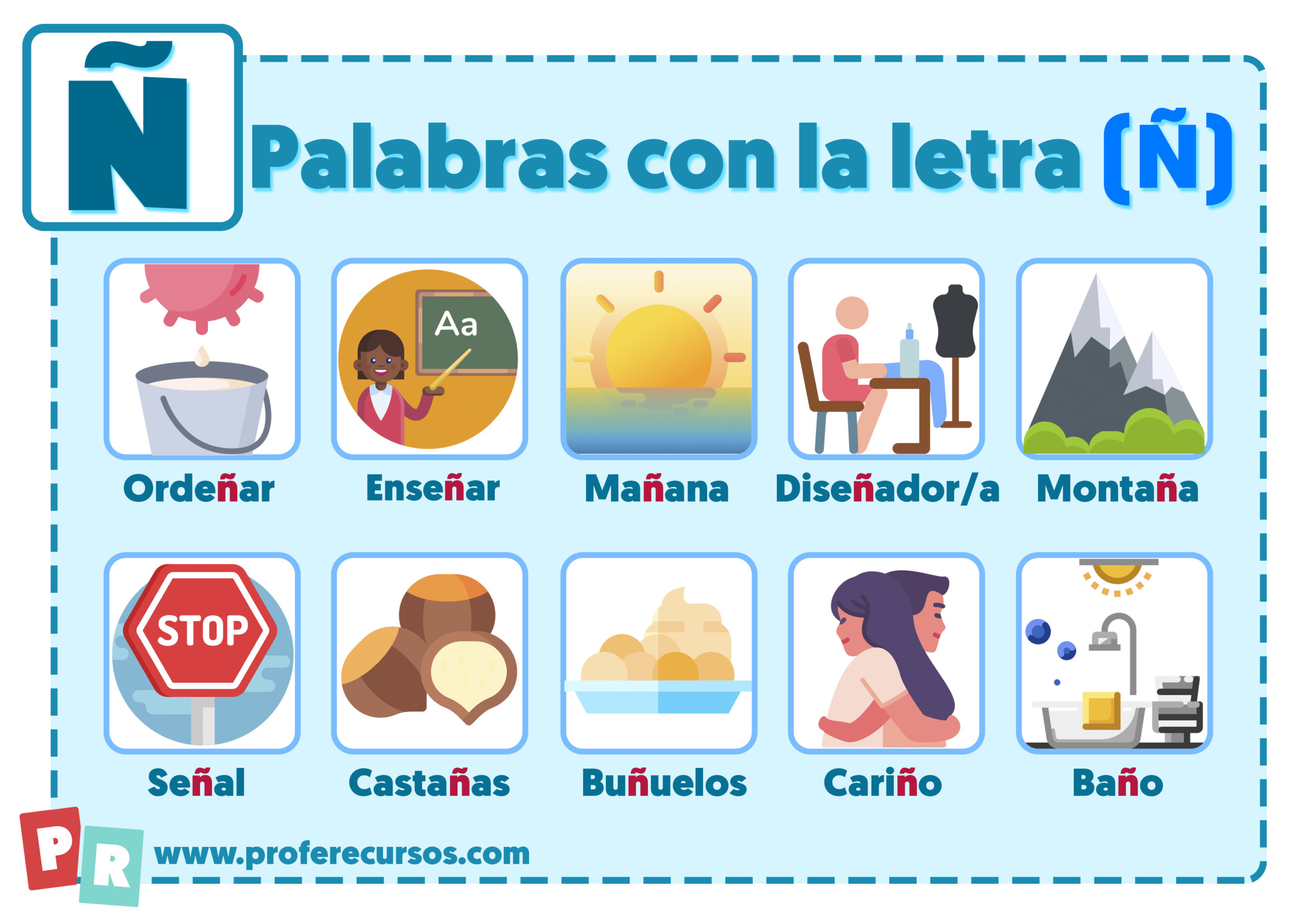 Palabras con Ñ | Que empiezan por la letra Ñ para Niños