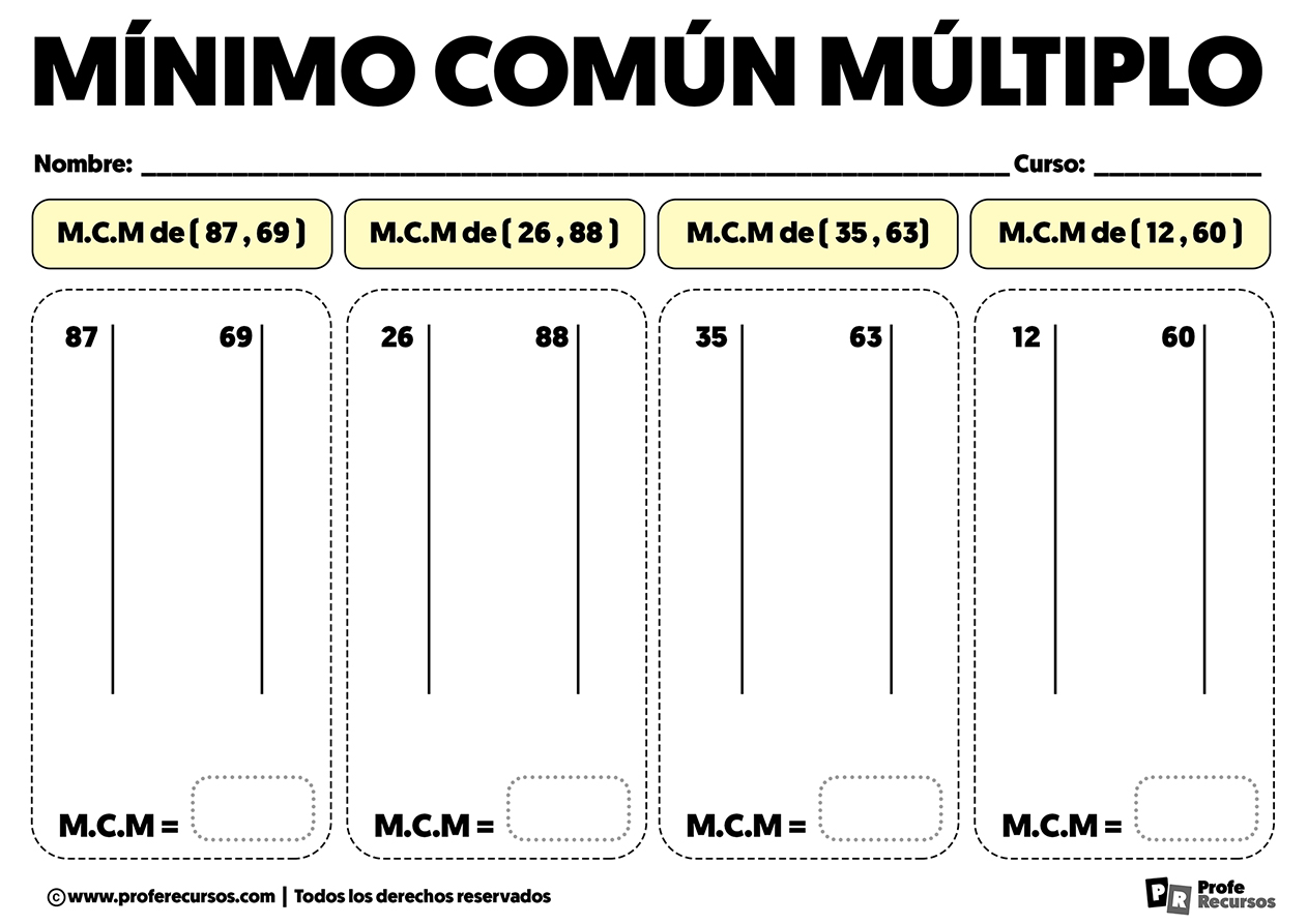 Problemas de minimo comun multiplo