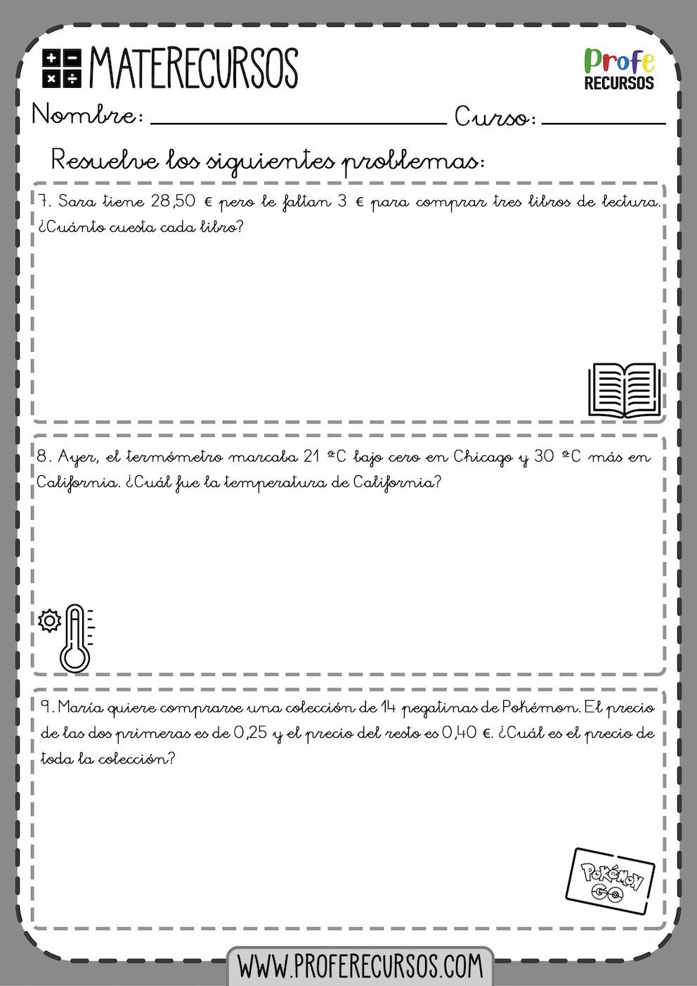 Problemas de matematicas 6 primaria para imprimir