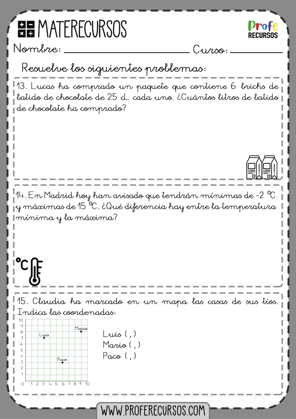 Problemas de mates de cuarto de primaria