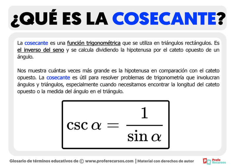 Que Es El Cosecante En Matematicas