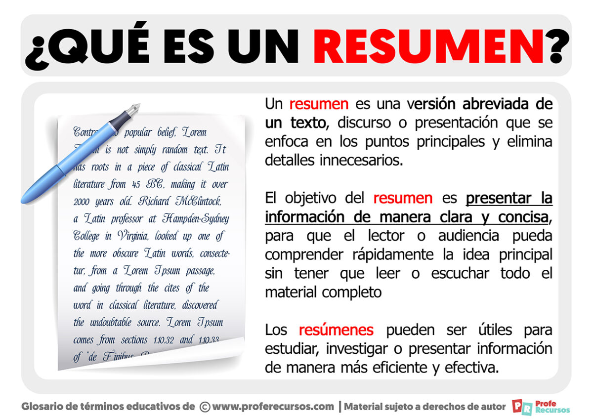 Qu es un resumen definici n de resumen