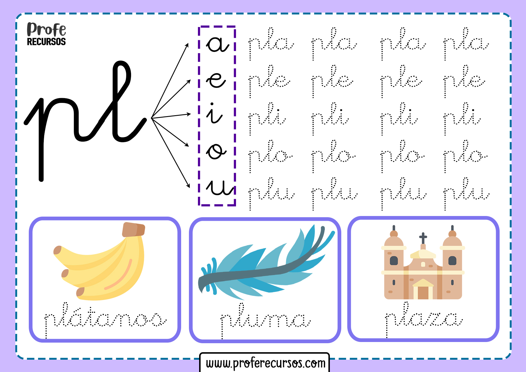 Sílabas Trabadas con (Pl) Pla Ple Pli Plo Plu | Palabras con Pl