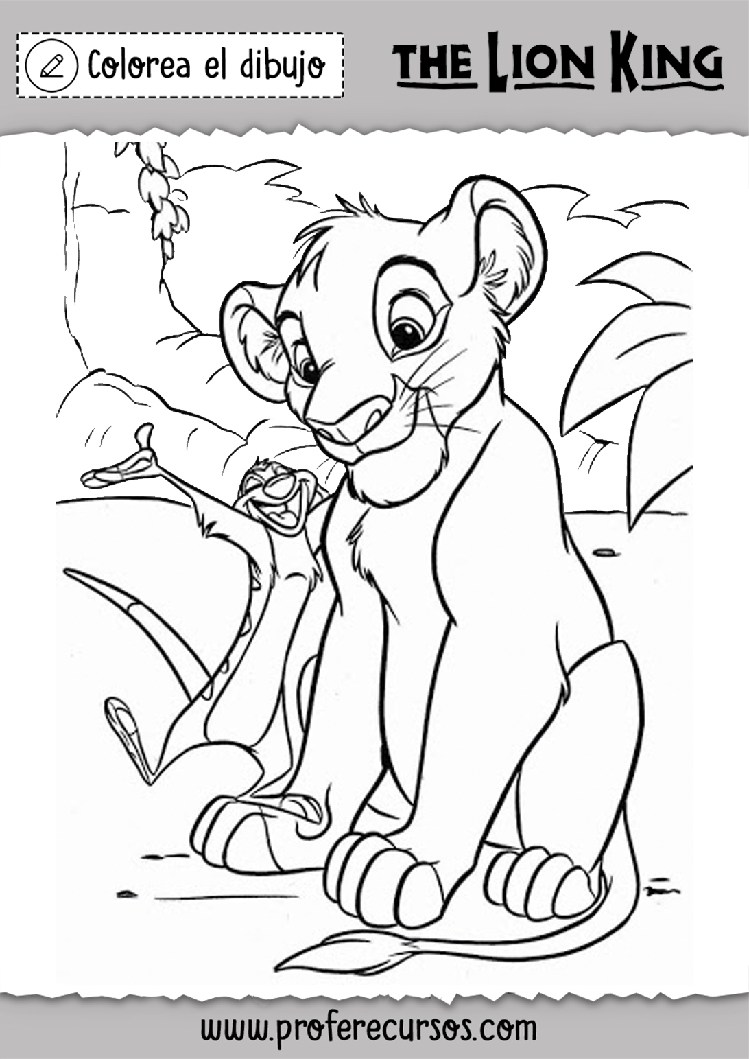 Simba y timon Rey Leon para colorear