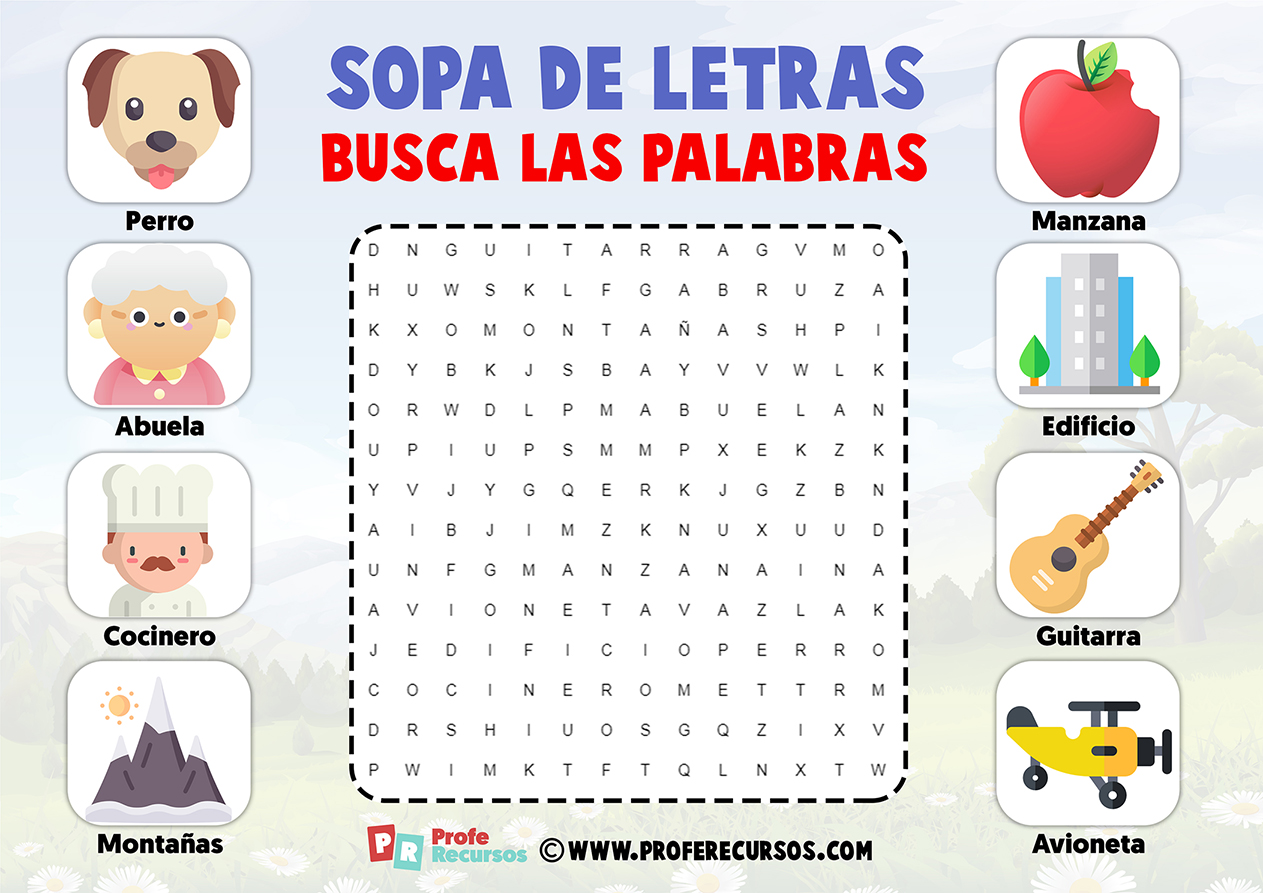 Sopas de letras infantiles