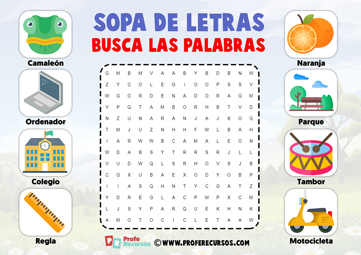 Sopas de letras para imprimir para niños