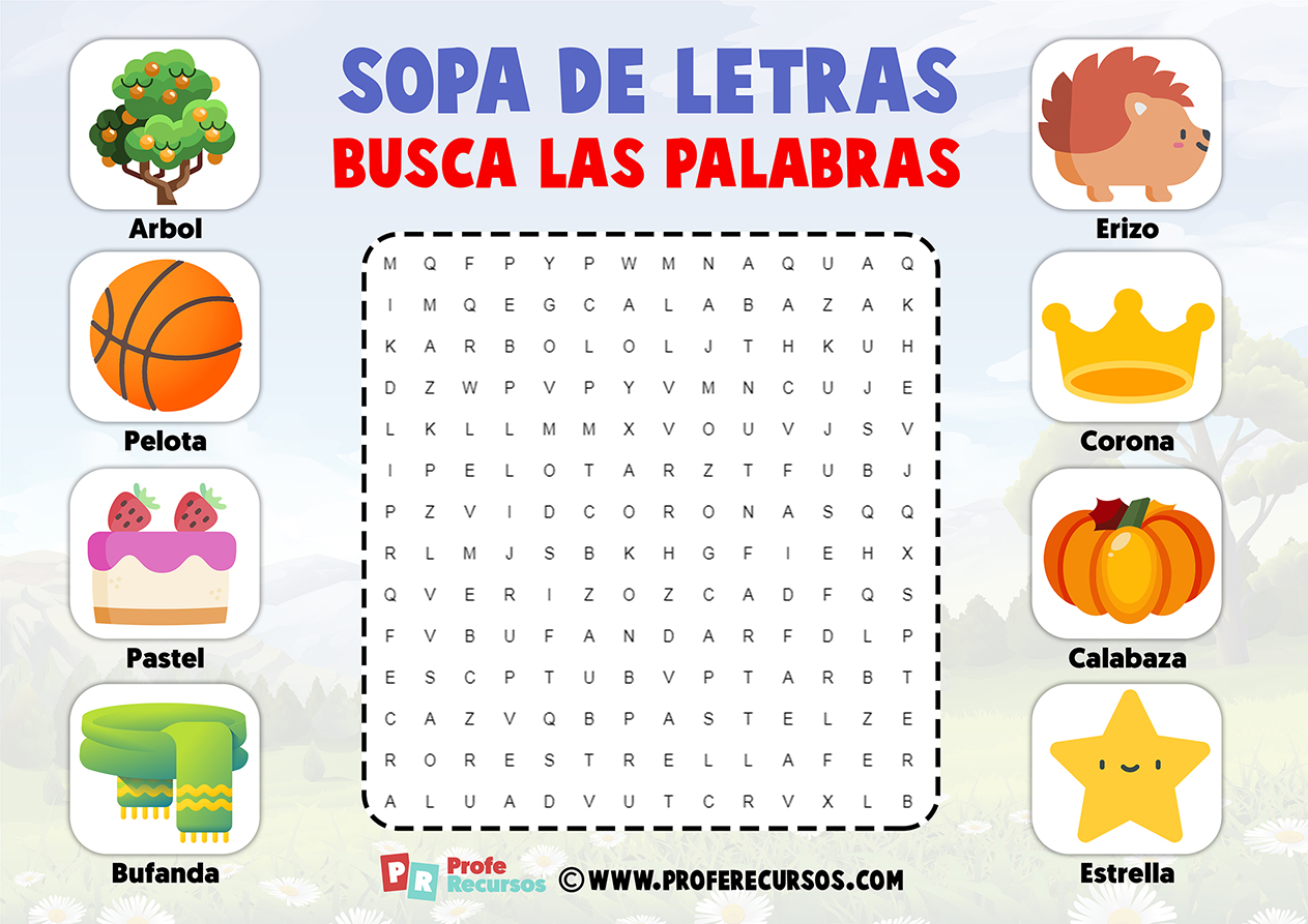 Sopas de letras para niños