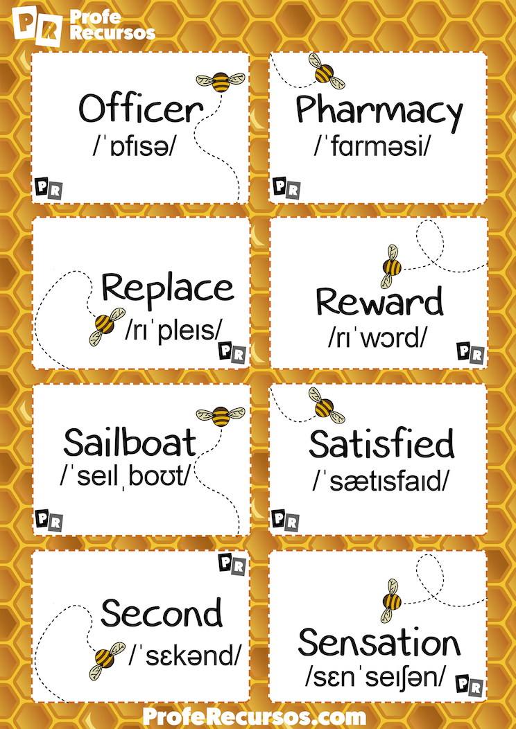 Spelling bee word cards