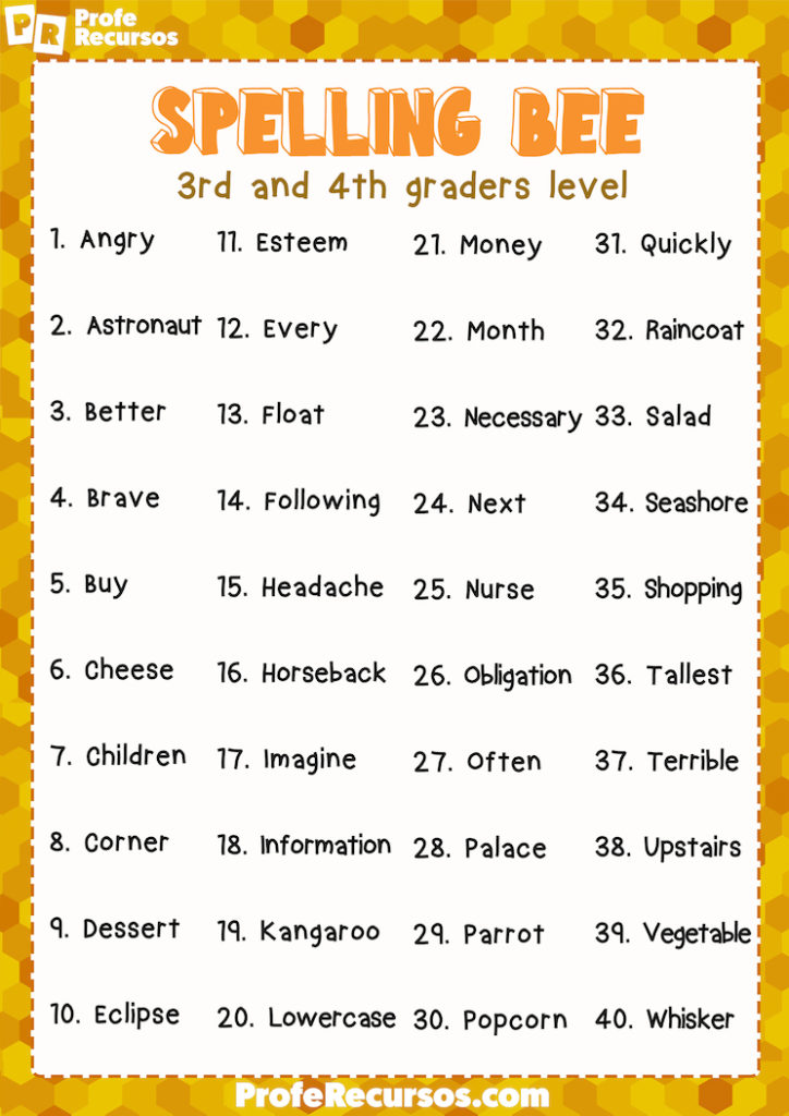 Spelling Bee Words For Grade 7