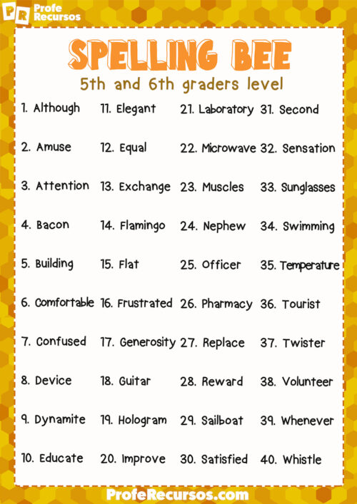 Spelling Bee Free Resources for Kids (Level 3)