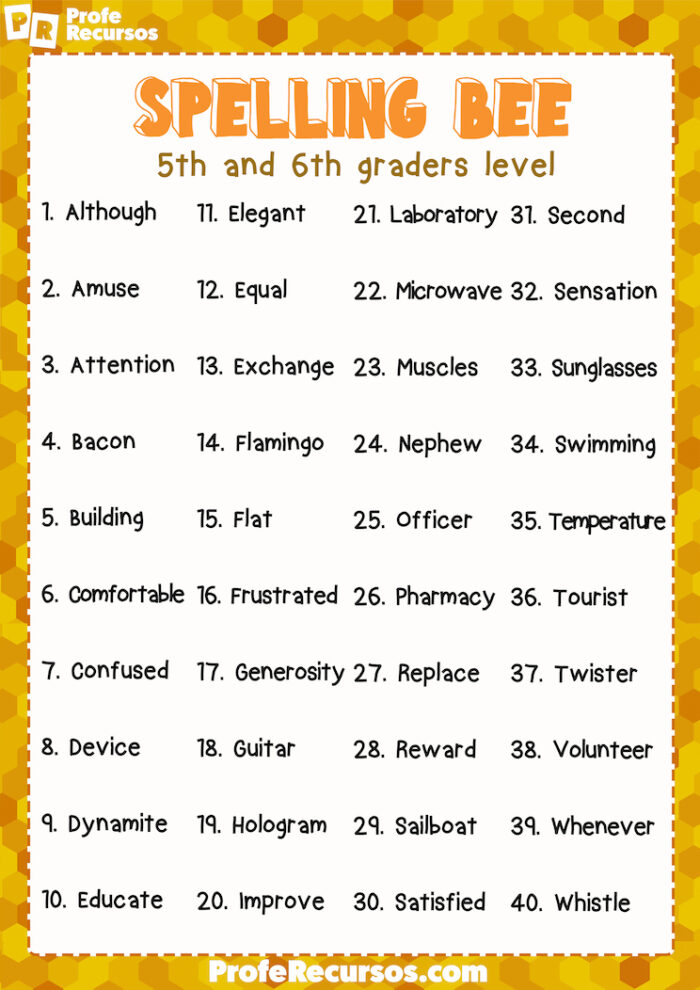 Spelling Bee Free Resources For Kids Level 3 