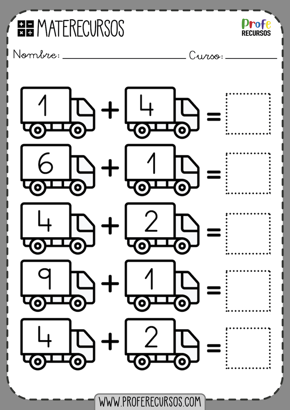 Sumas con Dibujos Faciles