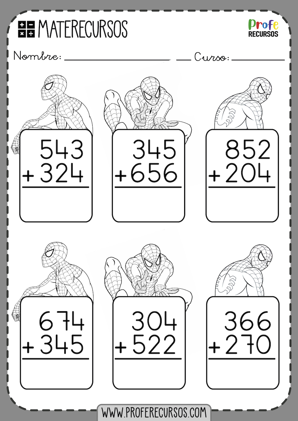 Sumas de 2 numeros de 3 digitos