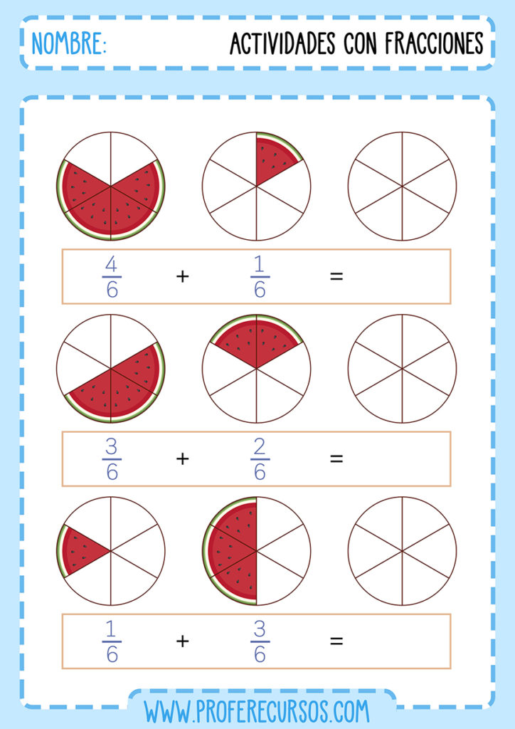 Actividades Con Fracciones Para Niños Para Primaria