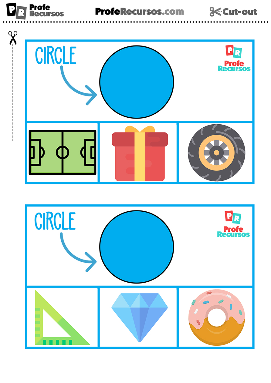 Tarjetas formas geometricas en ingles