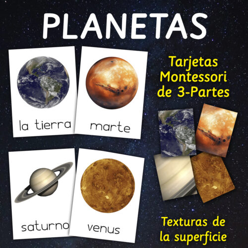 Tarjetas montessori de los planetas