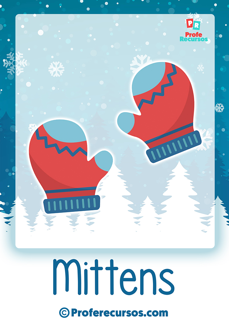 Winter clothes flashcards for children