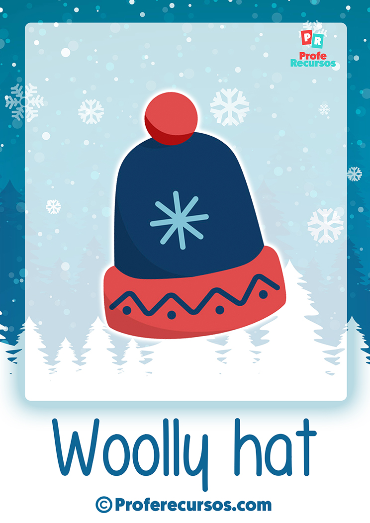Winter clothes flashcards for kids
