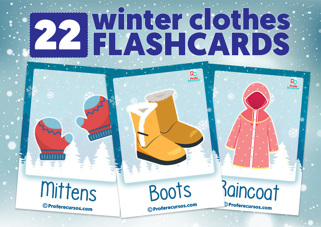 Winter Clothes Flashcards for Primary Kids