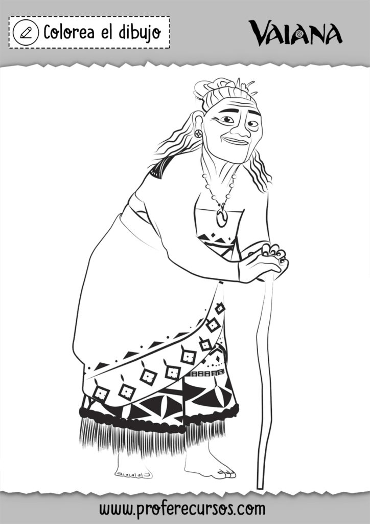 Abuela de vaiana para colorear