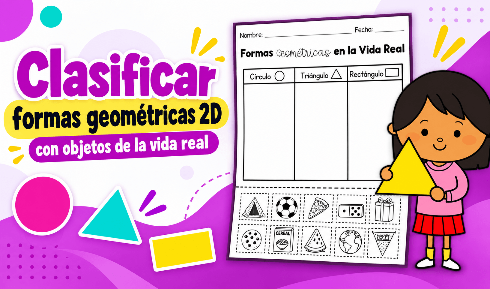 Actividad para Clasificar Formas geométricas 2D | Objetos de la vida real Actividades de vuelta al cole en espanol - Actividad para Clasificar Formas geométricas 2D | Objetos de la vida real