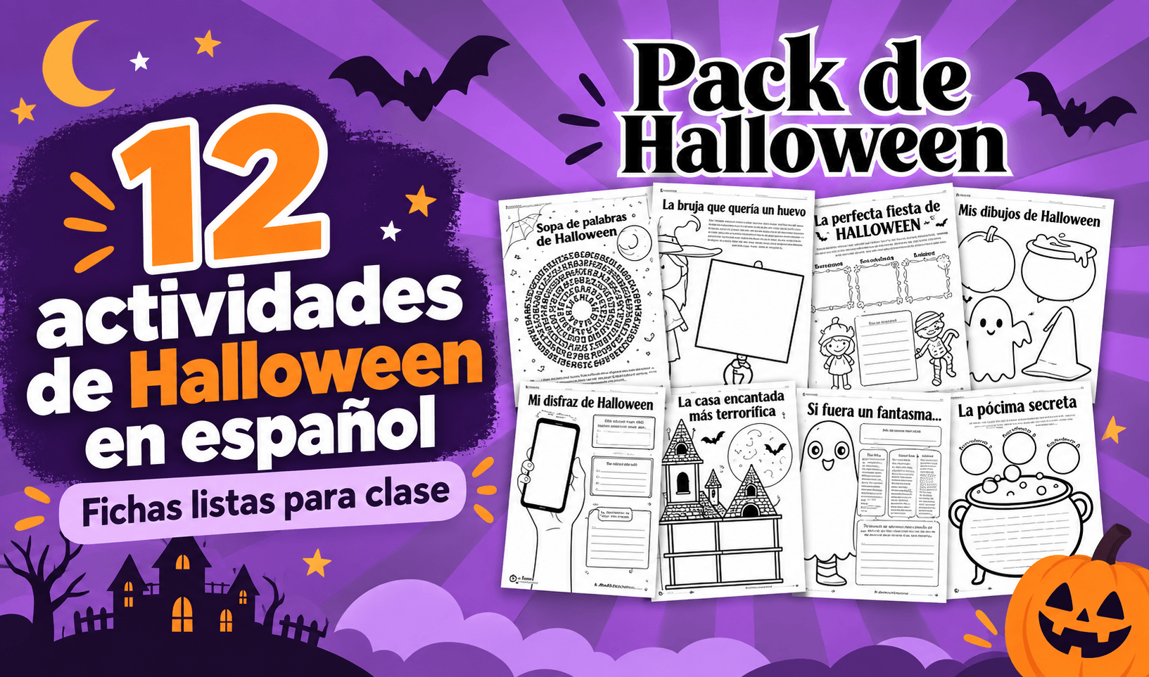 Actividades de Halloween Para clase | Fichas listas para IMPRIMIR Actividades de vuelta al cole en espanol - Actividades de Halloween Para clase | Fichas listas para IMPRIMIR