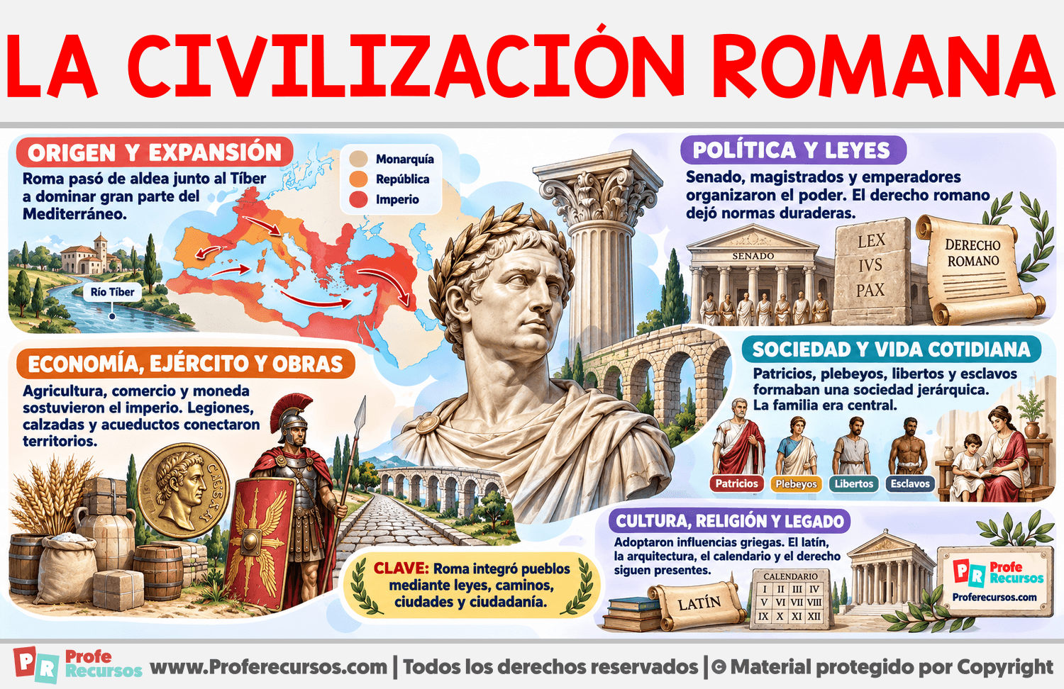 Características de la civilización romana Infografia sobre Características de la civilización romana