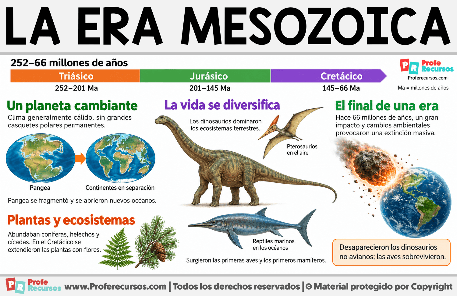 Características de la era Mesozoica Infografia sobre Características de la era Mesozoica
