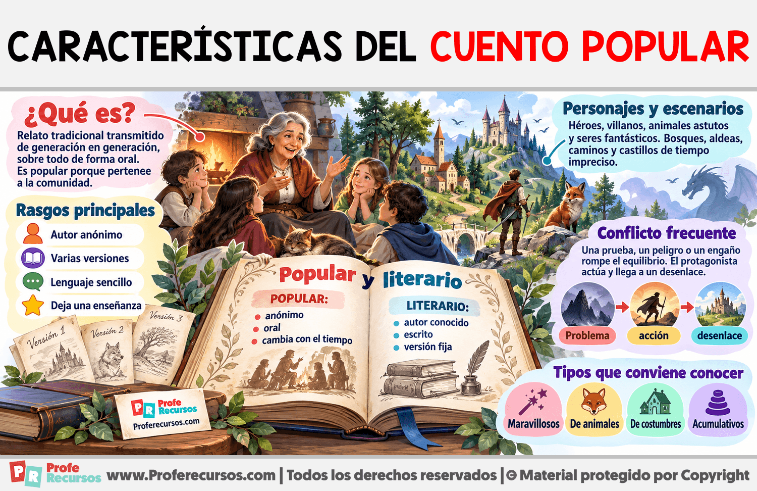 Características del cuento popular Infografia sobre Características del cuento popular