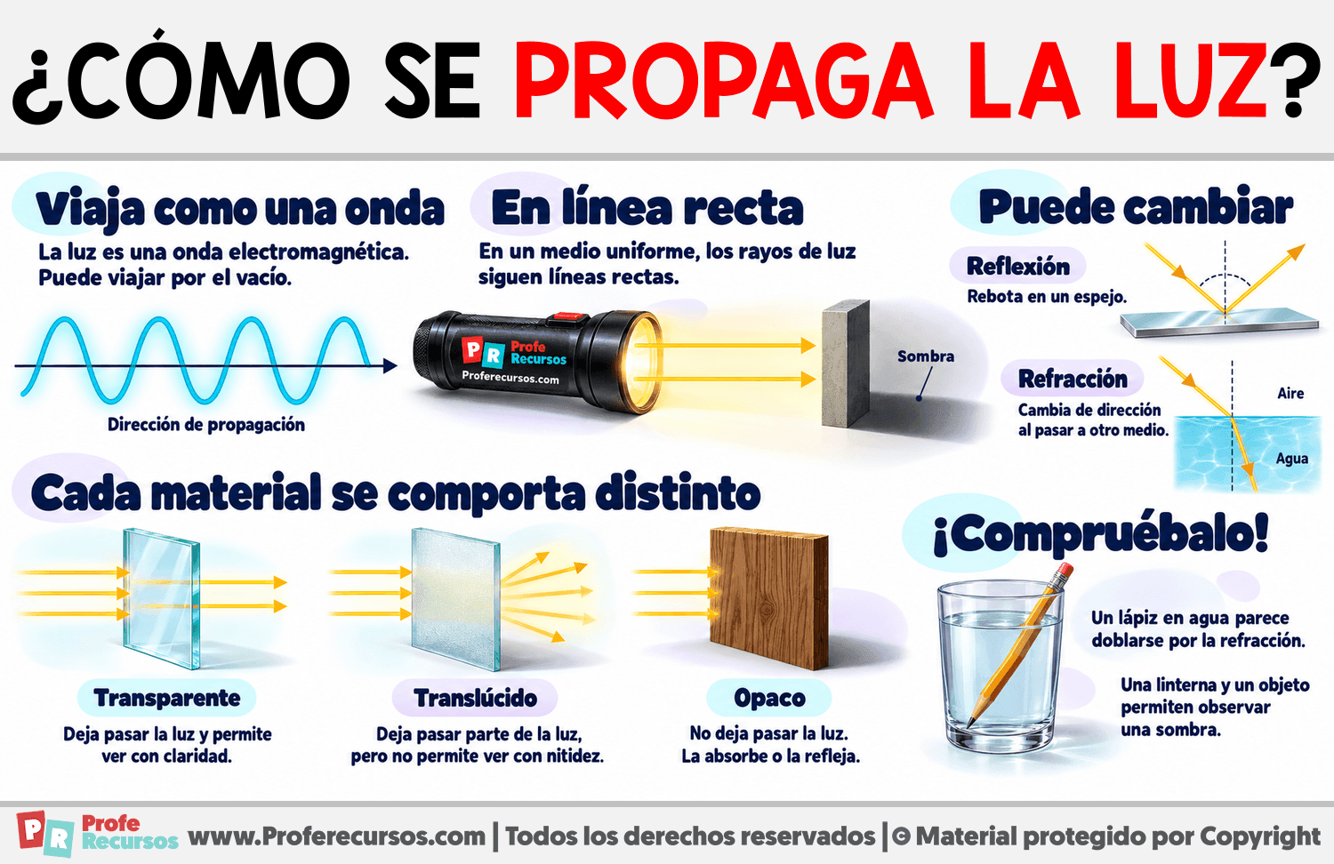 ¿Cómo se propaga la luz? Infografia sobre ¿Cómo se propaga la luz?